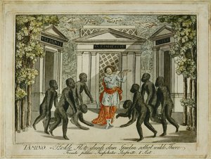 Tamino zähmt die Tiere mit der Zauberflöte (Gravur) von Joseph Schaffer