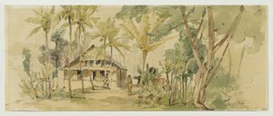 Haus des Roankiddi-Häuptlings auf der Insel Puinipet (Ponape), Karolinen von Joseph Selleny