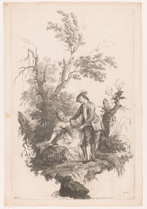 Mann und Frau mit einem Korb voller Geflügel von Joseph Wagner (possibly)
