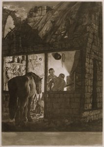 Eine Hufschmiede, graviert von William Pether, 1771