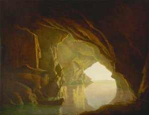 Eine Grotte im Golf von Salerno, Sonnenuntergang von Joseph Wright of Derby