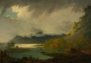 Derwent Water, mit Skiddaw in der Ferne von Joseph Wright of Derby