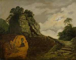 Virgils Grab im Mondlicht, mit Silius Italicus von Joseph Wright of Derby