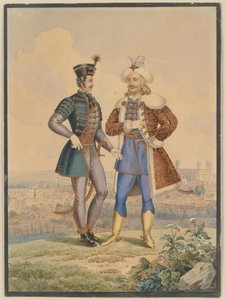 Husar und Osman vor einer Stadt von Joseph Zahradniczek the Elder
