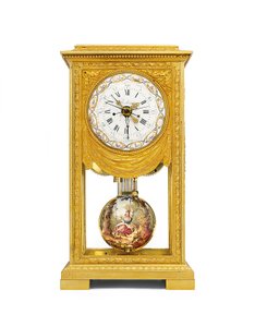 Louis XVI Monatsgehender Mittel- und Sonnenuhren-Kaminregulator mit Remontoire