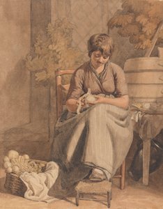 Ein Mädchen schält Gemüse von Joshua Cristall