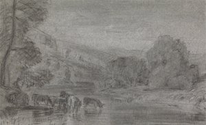 Landschaft mit Vieh am Wasser von Joshua Cristall