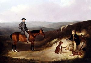 John Kerr Watson auf einem Schusspferd mit seinem Wächter auf den Yorkshire Moors