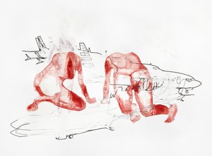 Rote Figuren Reiseskizze