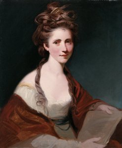 Porträt von Angelica Kauffmann, Halbfigur in Weiß mit rotem Schal von Joshua Reynolds