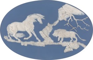Pferd erschreckt durch einen Löwen Episode A, modelliert 1780