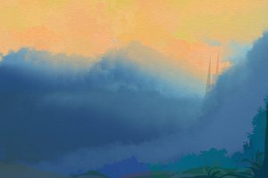Goldene Türme im Nebel