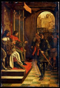 Der heilige Sebastian vor den Kaisern Diokletian und Maximian, spätes 15. Jahrhundert