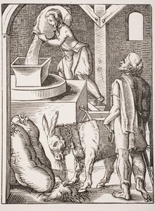 Der Müller. Reproduktion des 19. Jahrhunderts einer Gravur des 16. Jahrhunderts von Jost Amman