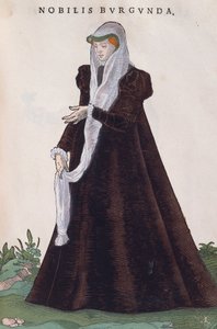 Burgundische Adelsfrau in traditioneller Tracht, Gravur aus Habitus praecipuorum popularum