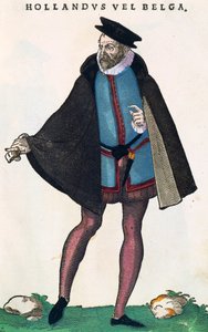 Niederländer in traditioneller Tracht, Gravur aus Habitus praecipuorum popularum von Jost Amman