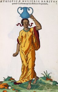 Äthiopische Frau, Stich von Hans Weigel Älterer (aktiv 1549-1577) nach einem Gemälde von Jost Amman (1539-1591), aus Habitus praecipuorum populorum tam virorum quam foeminarum singulari arte depicti, Nürnberg von Jost Amman