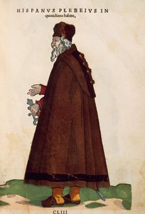 Spanischer Mann in Alltagskleidung aus Habitus Praecipuorum Popularum von Jost Amman, Gravur von Jost Amman
