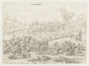 Ansicht eines Lagers der Armee von Wilhelm III. bei Grand-Hallet, Lüttich