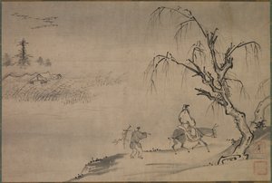 Chinesischer Literat in einer Herbstlandschaft, späte 1400er