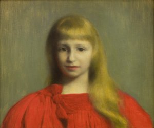 Kleines Mädchen im roten Kleid von Jozef Pankiewicz