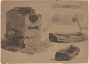 Studien eines Brunnens und eines hölzernen Trogs von Jr. Enoch Wood Perry
