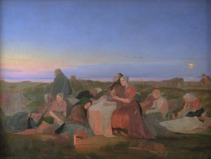 Mittsommernacht. Kranke Menschen schlafen auf dem Grab von St. Helena in Tisvilde von Jørgen V. Sonne