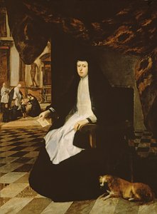 Porträt von Königin Mariana von Spanien (geb. 1631) in Trauer von Juan Bautista Martinez Del Mazo