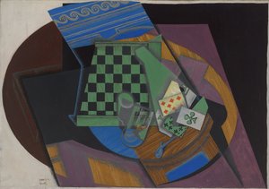 Damier et cartes à jouer (Schachbrett und Spielkarten) von Juan Gris