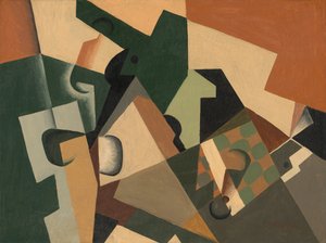 Glas und Schachbrett, ca. 1917 von Juan Gris