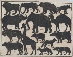Blatt 5 von Figuren für chinesische Schattenspiele, ca. 1850-70 von Juan Llorens