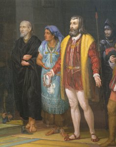Hernan Cortes, la Malinche und Bartolome de Las Casas (Detail) von Juan Ortega