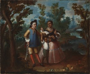 X. Von Spanier und Rückkehr, Halten Sie sich in der Luft (X. De español y torna atrás, tente en el aire), ca. 1760 von Juan Patricio Morlete Ruiz