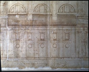 Außenansicht der Fassade der Kathedrale von Valladolid auf dem Platz Santa María (Zeichnung) von Juan de Herrera