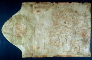 Seekarte von Juan de la Cosa, Kartograph und Begleiter des Seefahrers Christoph Kolumbus von Juan de la Cosa