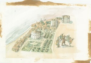 Hope Theatre, Rose Theatre und Globe Theatre, Southwark, London, ca. 1647 von Judith Dobie