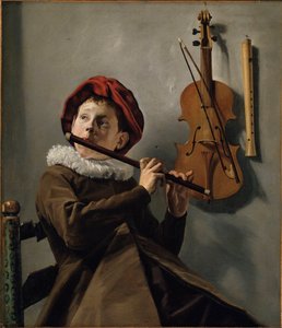 Junge spielt Flöte von Judith Leyster