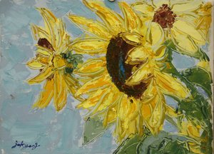 Helle gelbe Sonnenblumen