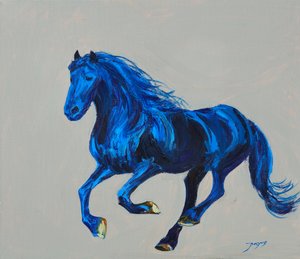 Dynamischer blauer Galopp