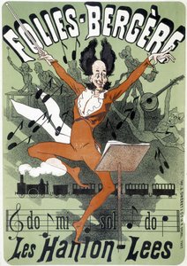 Dirigent, Plakat für Les Hanion Lees im Folies Bergeres (Gravur) von Jules (after) Cheret