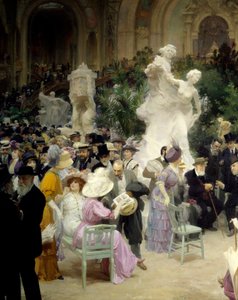 Belle Époque: „Ein Freitag im Salon des artistes français“. Gesellschaftliches Leben während der Kunstausstellung im Grand Palais in Paris. (Detail)