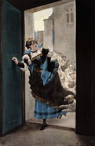 Die Frau, in die Panurge verliebt ist, wird von Hunden nach Hause gejagt. Pantagruel. Illustration von Jules Garnier. In „Rabelais et l