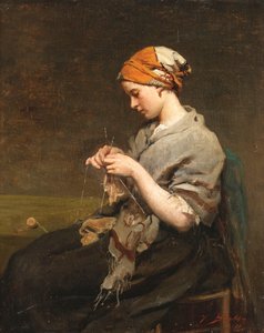 Strickendes Mädchen