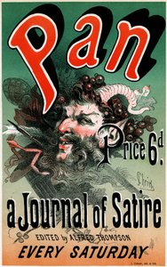 Plakat (1884) für die satirische Zeitschrift "Pan", herausgegeben von Alfred Thompson - Illustration von Jules Cheret - Auszug aus "Les maîtres de l