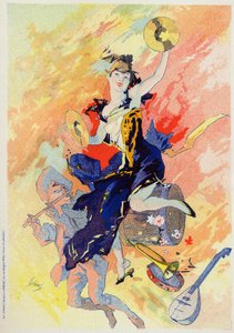 Kunst. Unterhaltung. Die Musik. Allegorie von Jules Cheret, Frankreich, ca. 1890 von Jules Cheret
