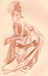 Zeichnung in Rötel, um 1900 1903-1904 von Jules Cheret