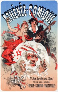 Unterhaltung. Das Athenee Comique, Theater in Paris. Plakat von Jules Cheret, Frankreich, ca. 1870-80