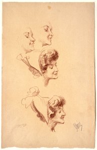 Vier Studien eines Frauenkopfes von Jules Cheret