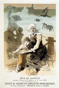 Plakat für eine Wohltätigkeitsveranstaltung im Palais du Trocadéro am 14. Juni 1890 zugunsten der Gesellschaft zur Unterstützung der Familien von Schiffbrüchigen - in „Die Meister des Plakats“ von Jules Chéret