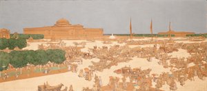 Gemälde von Jules Guerin des vorgeschlagenen Platzes an der Michigan Avenue von Jules Guerin